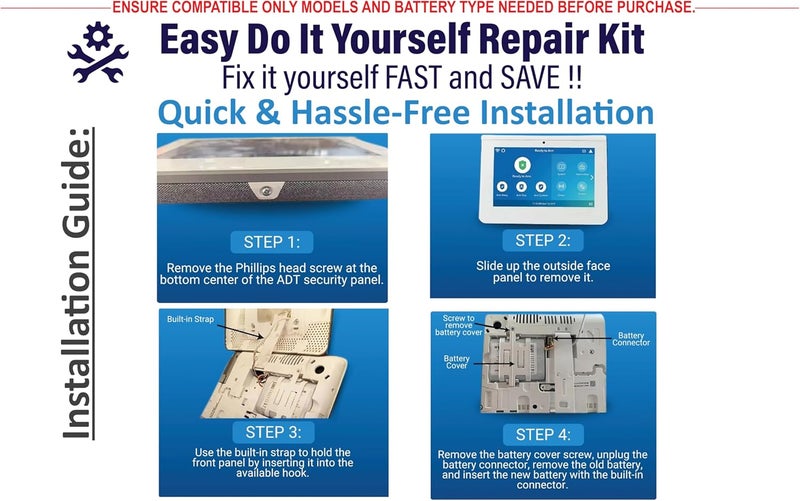 WirelessFinest Battery Replacement for ADT Command Smart Security Panel ADT5AIO-1 ADT5AIO-2 ADT5AIO-3 ADT7AIO-1, Honeywell ADT 2X16 AIO Home Security System Keypad ADT2X16AIO-1 ADT2X16AIO-2 Battery 300-10186 - Image 3